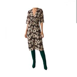 ba&sh Black and Gold Patterned Dress